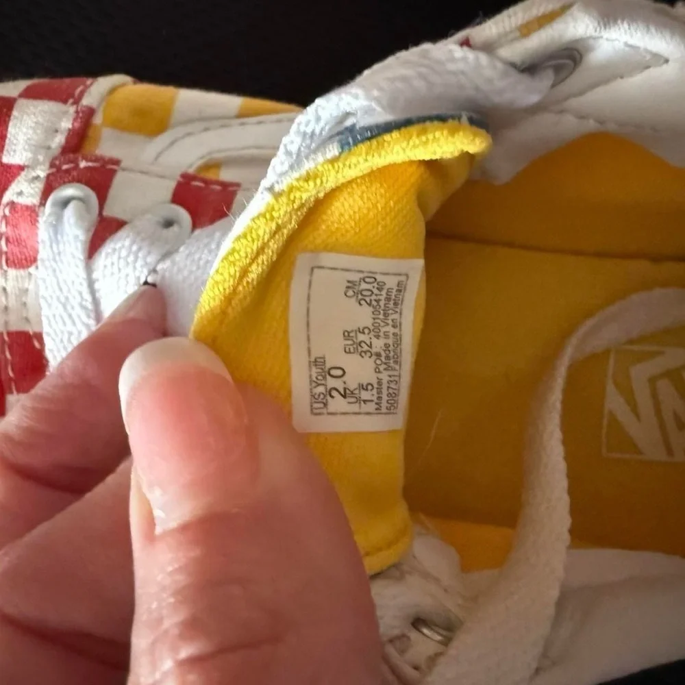 Vans Kids Red and Yellow Checkered Sneakers